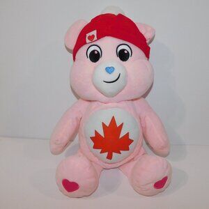 Large 20" Care Bears TRUE NORTH  Plush  Stuffed Canada Maple Leaf Bear Pink 2023